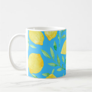 Caneca De Café Aquarela Limões de esboços, Design sem costura