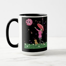 Caneca de Café Aquarela Lua Rosa Mágica & Passeio
