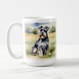 Caneca De Café Aquarela Miniatura Schnauzer - Impressão de Arte C