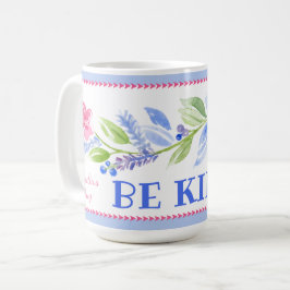 Caneca De Café Aquarela Pastel Floral SEJA GENTIL Nome