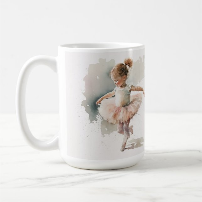 Caneca De Café aquarela pequena, bailarina fofa com um vestido ro (Esquerda)