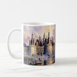 Caneca De Café Aquarela Personalizada Castelo Retrô Vale do Loire