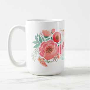 Caneca De Café Aquarela, rosas.
