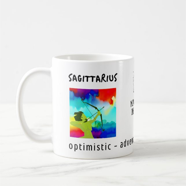 Caneca De Café aquarela Sagittarius zodiac e características (Esquerda)