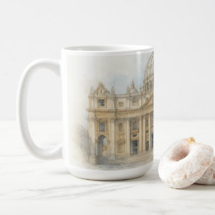 Caneca De Café Aquarela Vaticano Basílica de São Pedro Itália