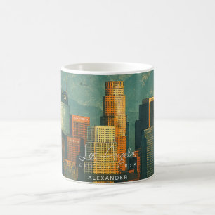 Caneca De Café Aquarela Vintage de Los Angeles   Califórnia Retro
