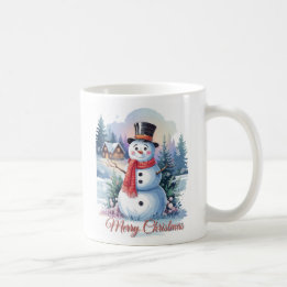Caneca De Café Aquarelas de Natal do Boneco de Neve