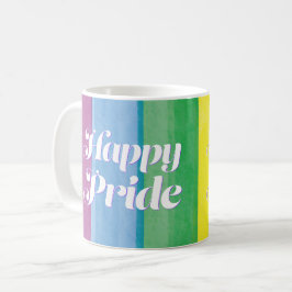 Caneca De Café Aquarelas Feliz Orgulho Arco-íris