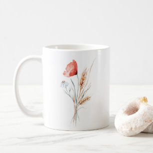 Caneca De Café Aquarelas - Poppy e Flores Selvagens