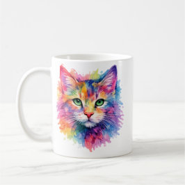 Caneca De Café Aquarell Regenbogen Katze Tasse – Wildtier Edition