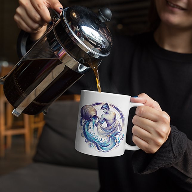 Caneca De Café Aquário Aquário Zodiac Personalizado (Criador carregado)