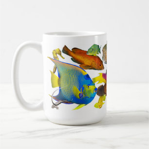 Caneca De Café Aquário de peixes do recife caribenho em detalhes