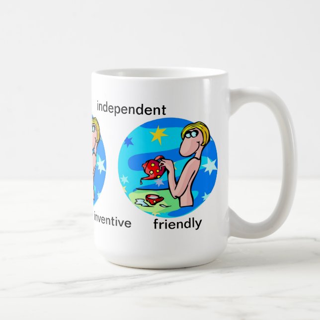 Caneca De Café Aquário personalizável traça o cartoon bonito Zodi (Direita)
