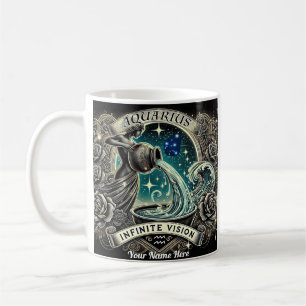 Caneca De Café Aquário "Visão Infinita" Zodiac Mug