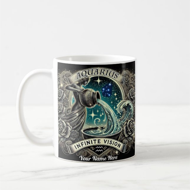 Caneca De Café Aquário "Visão Infinita" Zodiac Mug (Esquerda)