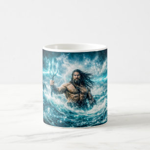 Caneca De Café Aquário Zodíaco com Guerreiro do Tridente em Ocean