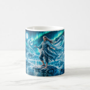 Caneca De Café Aquário Zodíaco com Mago da Água ao Luar e Celeste