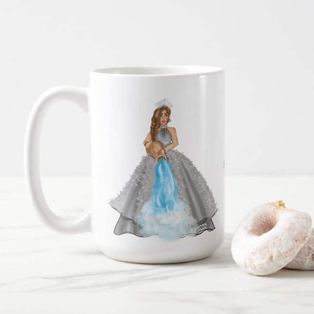 Caneca De Café Aquarius Goddess Fashion Illustration Bearer Água (Com Donut)