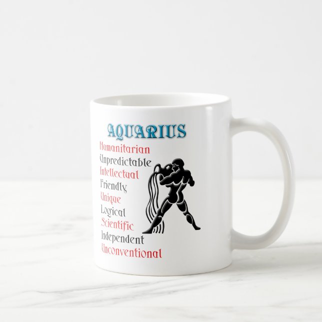 Caneca De Café Aquarius Horoscope Sinal Zodiac (Direita)