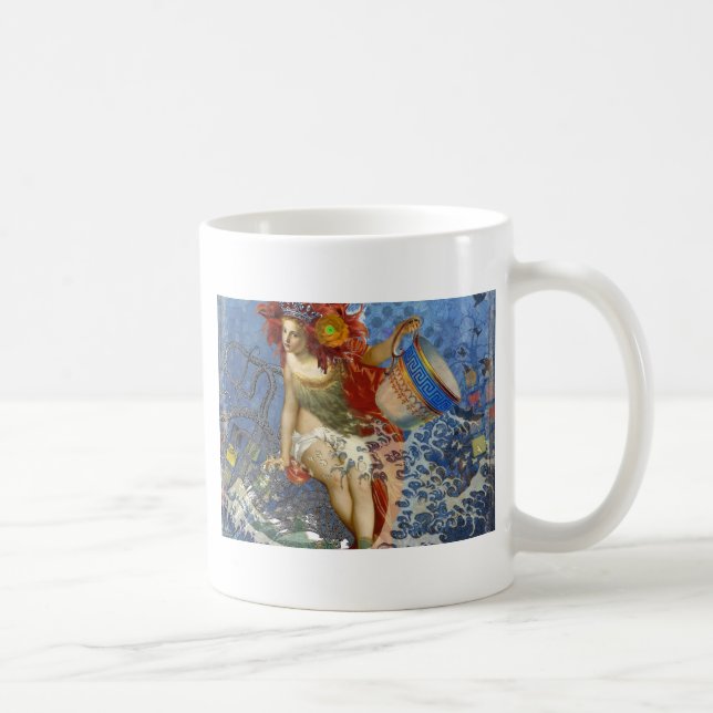 Caneca De Café Aquarius Mermaid Gótica Arte Azul (Direita)