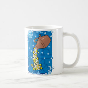 Caneca De Café Aquarius Vase lança estrelas de água no céu noturn