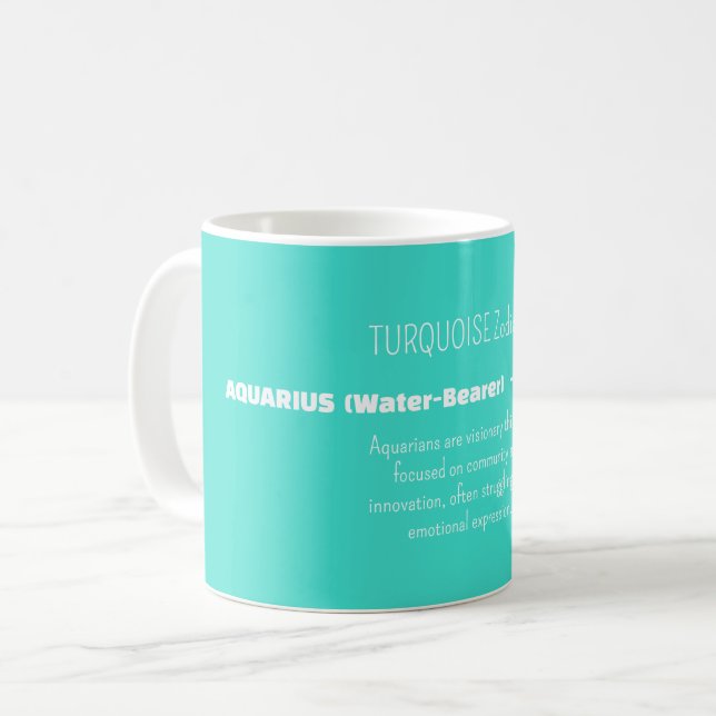 Caneca De Café AQUARIUS Zodiac Sign Personality Traits (Frente Esquerda)