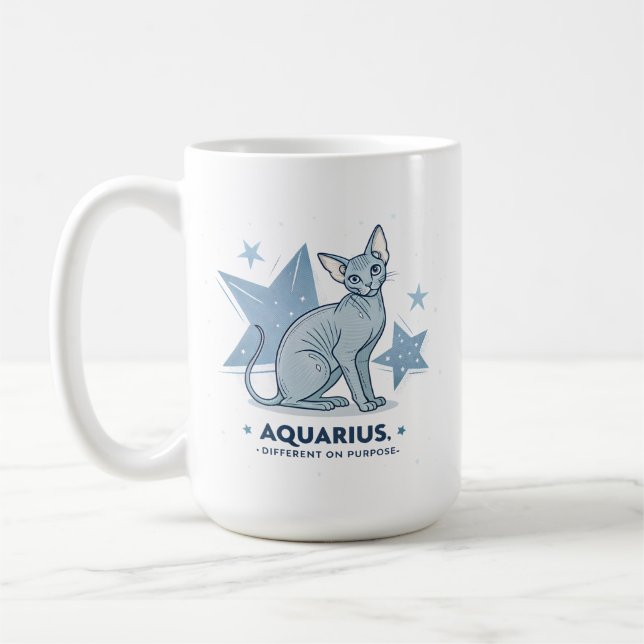 Caneca De Café Aquarius Zodiac Sphynx Cat Different Purpose Art (Esquerda)