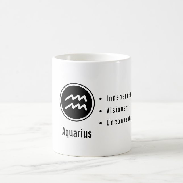 Caneca De Café Aquarius Zodiac Traits Minimal Astrology (Centro)