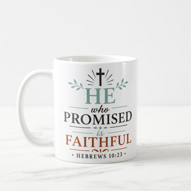 Caneca De Café Aquele que Prometeu é Fiel Citação de Versículo Bí (Esquerda)
