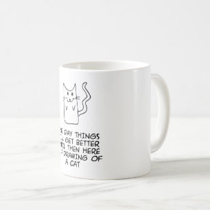 Caneca De Café Aqui está o desenho de um gato