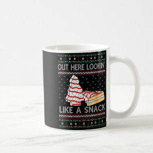 Caneca De Café Aqui fora parecendo um lanche Debbie Cakes Natal