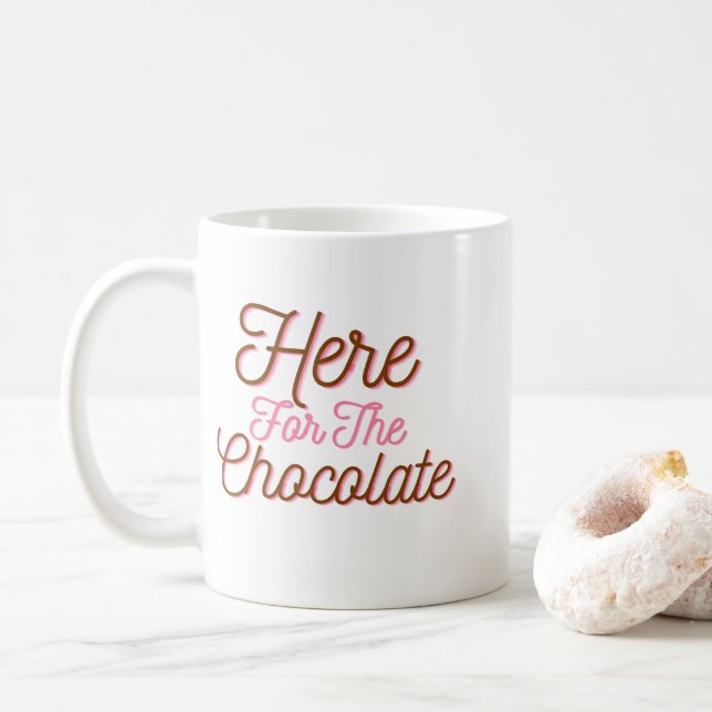 Caneca De Café Aqui para o Chocolate (Com Donut)