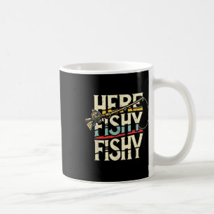 Caneca De Café Aqui Pesca De Peixes Engraçados