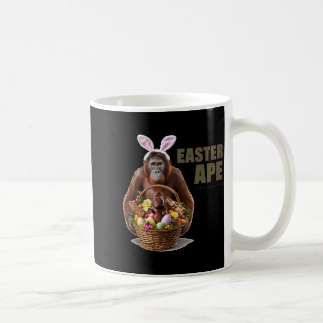 Caneca De Café Aqui vem o macaco da Páscoa  (Direita)
