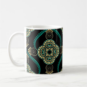 Caneca De Café Árabe Floral, Padrão de Elegância Vintage.