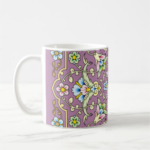 Caneca De Café Arábica Floral Frame. Design islâmico tradicional.