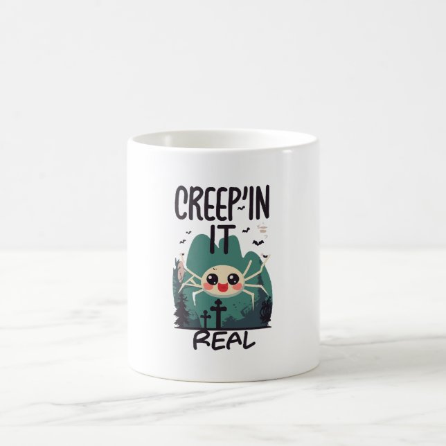 Caneca De Café Aranha de Halloween Kawaii Trocadilho (Centro)