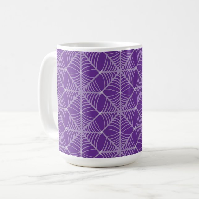 Caneca De Café Aranha-do-Halloween em roxo e branco (Frente Esquerda)