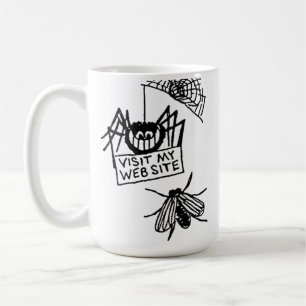 Caneca De Café Aranha Engraçada Diz Visite Meu Site Cartoon