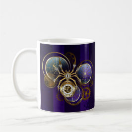 Caneca De Café Aranha Steampunk no fundo roxo