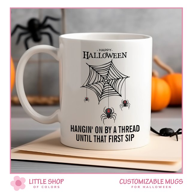 Caneca De Café Aranhas de Viúva Negra Assustadora com Halloween n (Criador carregado)