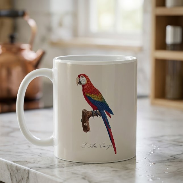 Caneca De Café Arara-vermelha, Ara macao (Scarlet Macaw or Red-Breasted Macaw, Ara macao. Coffee Mug)