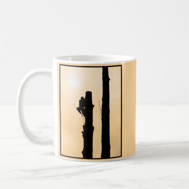 Caneca De Café Arborista Silhouette Tree Climber Sunset (Esquerda)