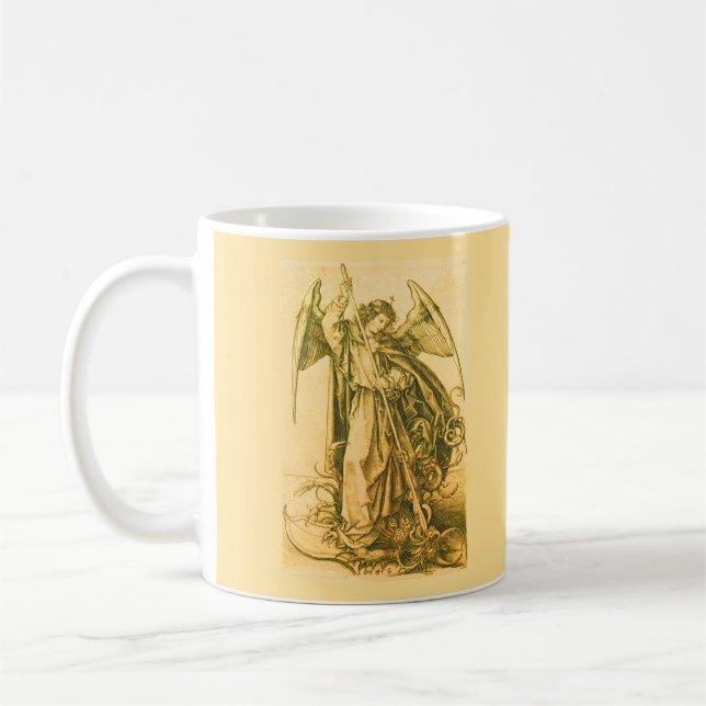 Caneca De Café Archangel Michael Slaying Devil Vintage Dourado (Esquerda)