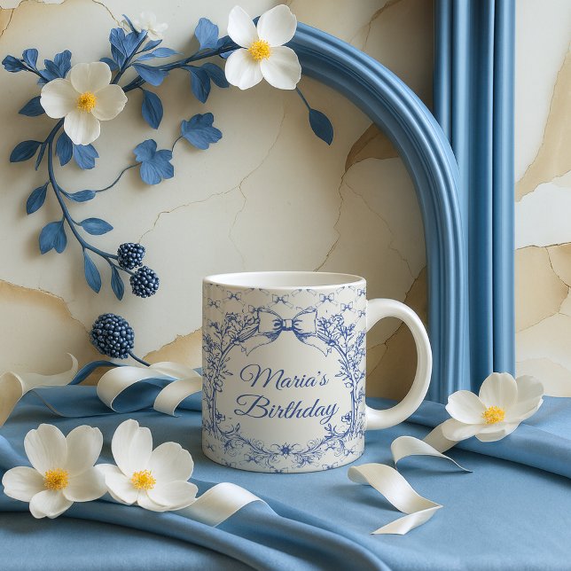Caneca De Café Arco Azul Coquette Vintage (Criador carregado)