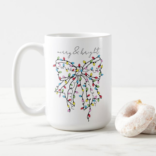 Caneca De Café Arco da Coquette das Luzes de Natal (Com Donut)
