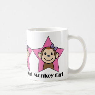 Caneca De Café Arco da estrela do rosa da menina do macaco do