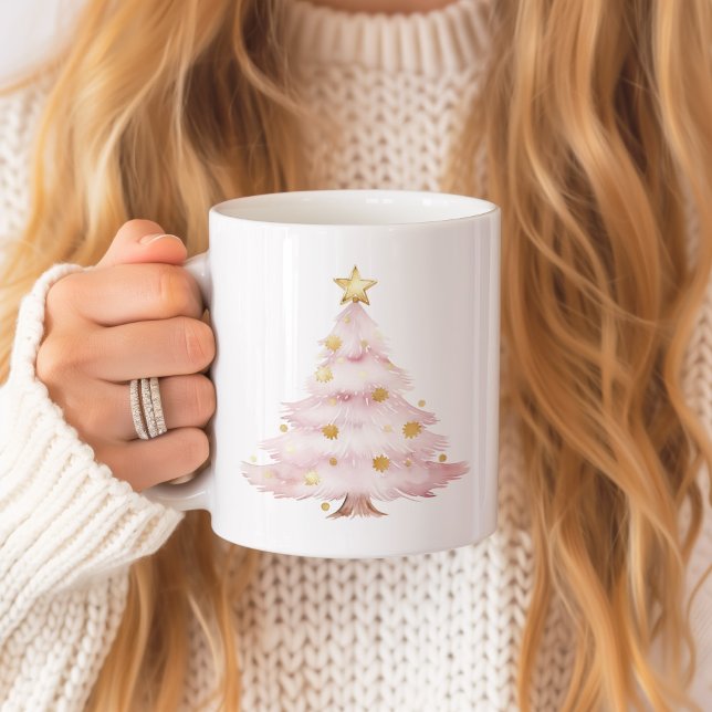 Caneca De Café Arco de Árvore de Natal Rosa (Pink Christmas Trees Mug)