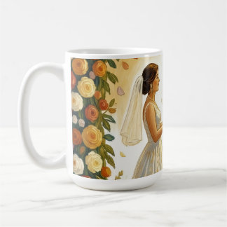 Caneca De Café Arco de Casamento Romântico com Rosas Douradas Cas