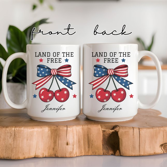 Caneca De Café Arco de coquete de cereja dos EUA personalizado pa (usa cherry mug, 4th of july mug, us independence day gift, cherry coffee mug, patriotic mug,)